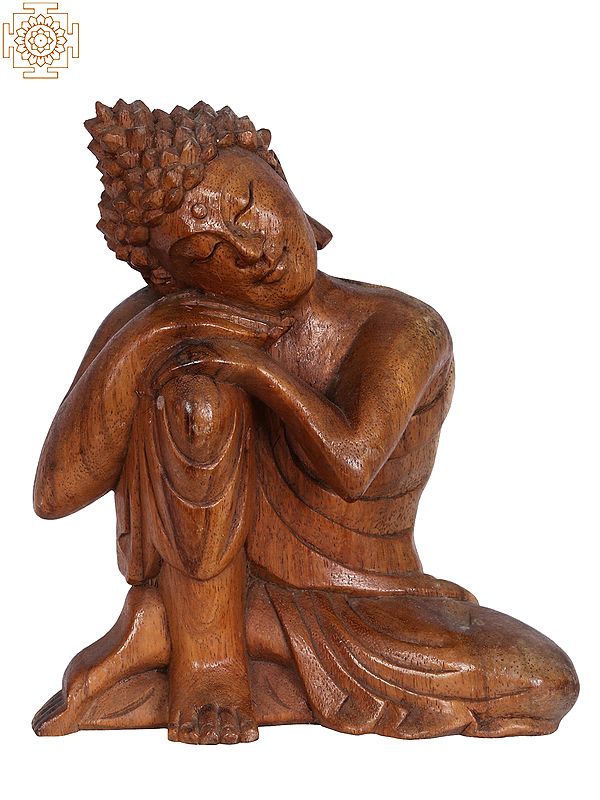 8" Wooden Thinking Buddha