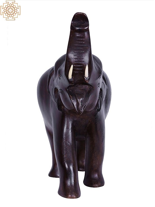 12" Small Wooden Elephant Figurine | Home Decor Showpiece