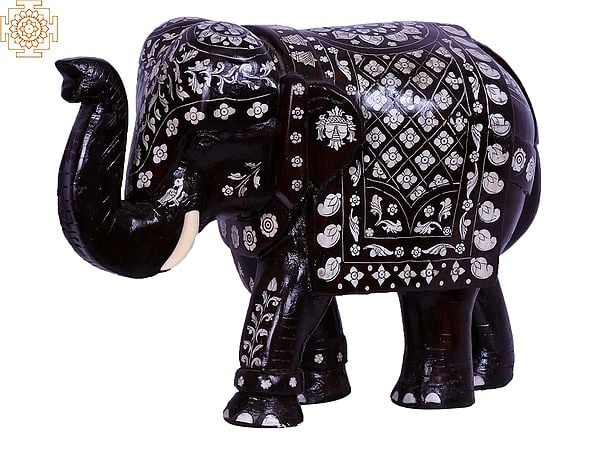 17" Wooden Decorative Elephant Sculpture