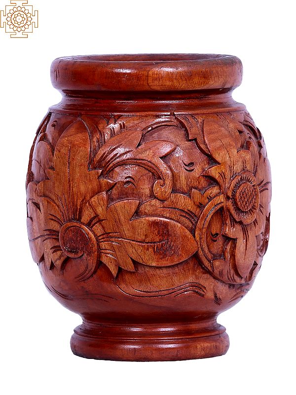 9" Wooden Decorative Flower Vase