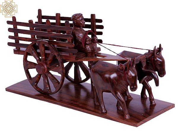 15" Wooden Bull Cart