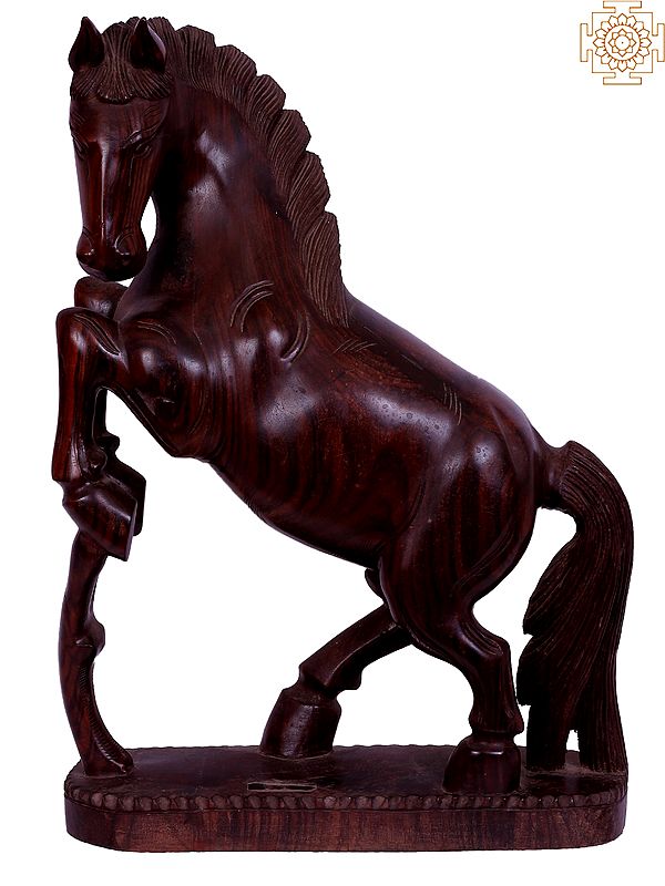 24" Wooden Jumping Horse Figurine