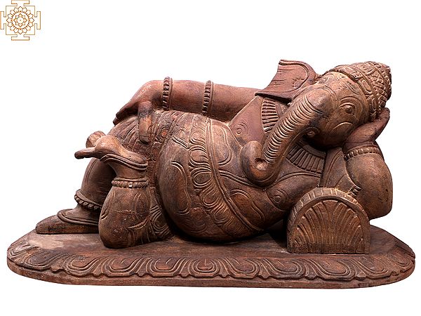 20" Wooden Sleeping Ganesha