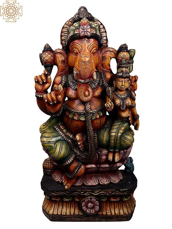 37" Large Wooden Shakti Ganesha