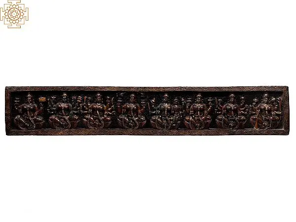 60" Ashta Lakshmi Large Wooden Wall Panel