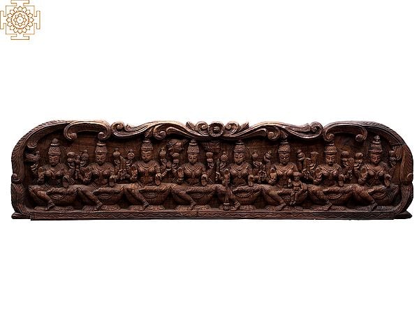 48" Large Wooden Ashta Lakshmi Wall Panel