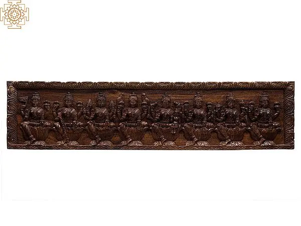 48" Wooden Wall Panel Depicting Ashta Lakshmi