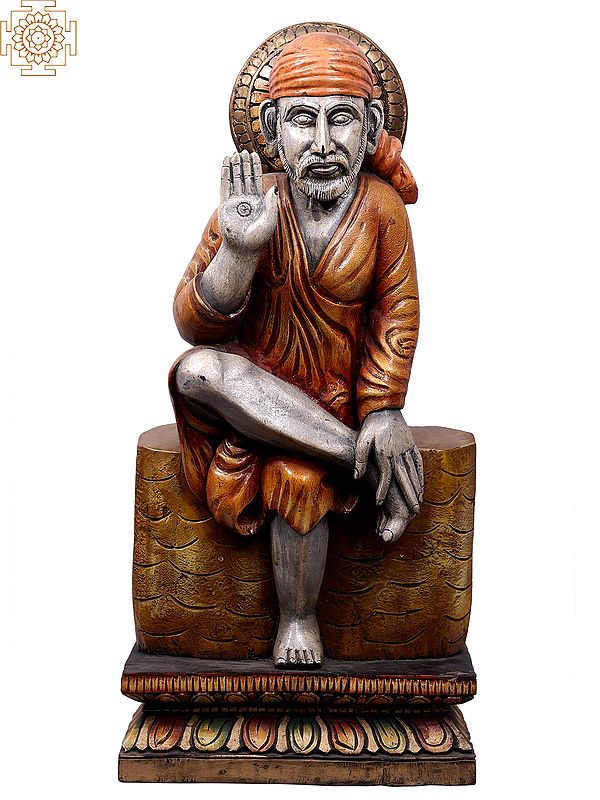25" Shirdi Sai Baba Wooden Figurine