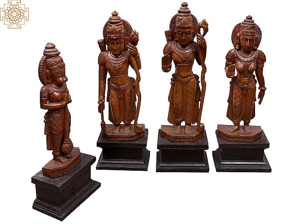 30" Wooden Shri Ram Darbar Sculpture