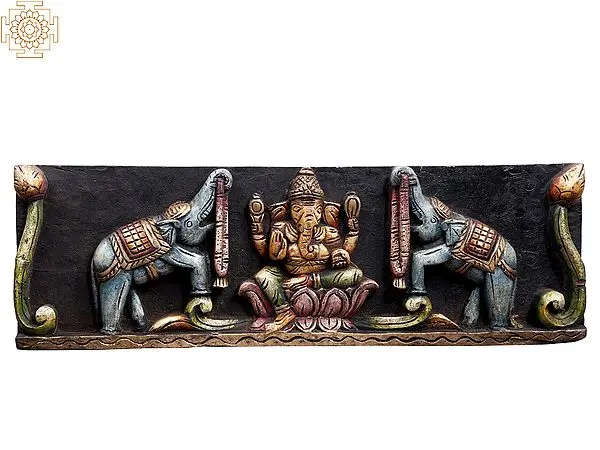 24" Gaja Ganesha Wooden Panel