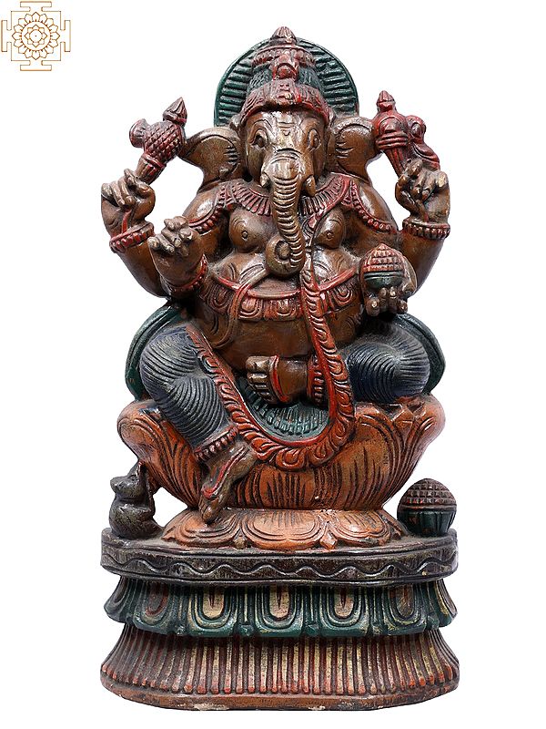 12" Sitting Lord Ganapati on Lotus