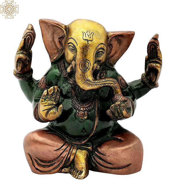 5" Lord Ganesha Sculpture in Brass | Handmade | Made in India