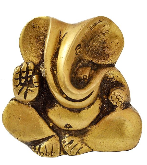 2" Stylized Ganesha (Small Statue) In Brass | Handmade | Made In India
