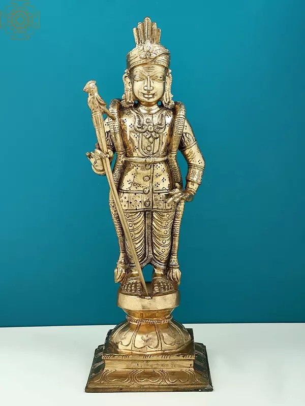 13" Kumara Karttikeya | Handmade | Madhuchista Vidhana (Lost-Wax) | Panchaloha Bronze from Swamimalai