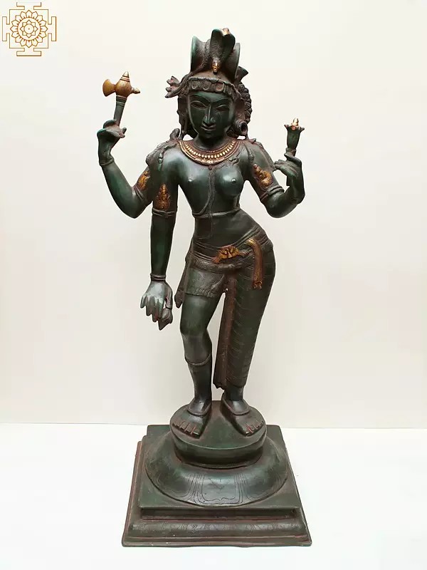 36" Ardhanarishvara Large Size Brass Sculpture | Shiva-Shakti Statue