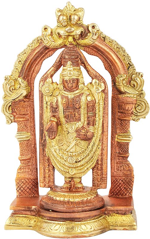 7" Small Lord Venkateshvara as Balaji at Tirupati Brass Sculpture