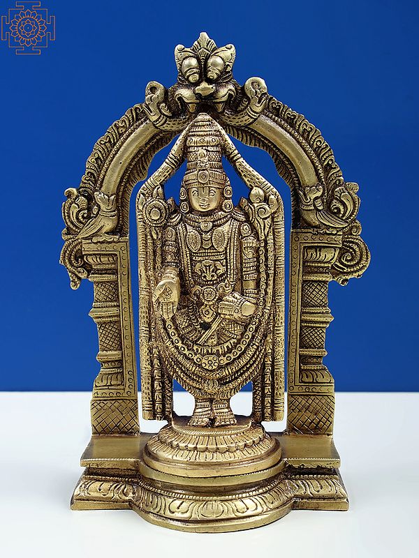 7" Small Lord Venkateshvara as Balaji at Tirupati In Brass