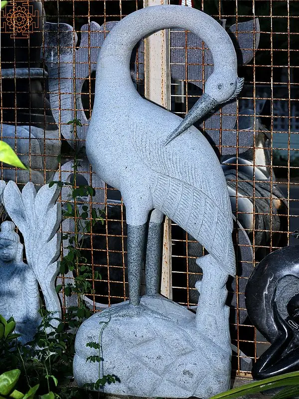 Majestic 52" Granite Crane Sculpture