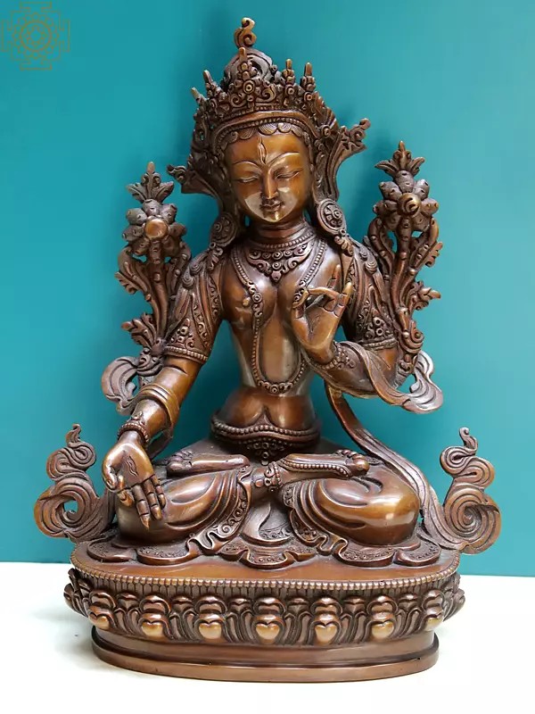 9" White Tara Copper Statue from Nepal