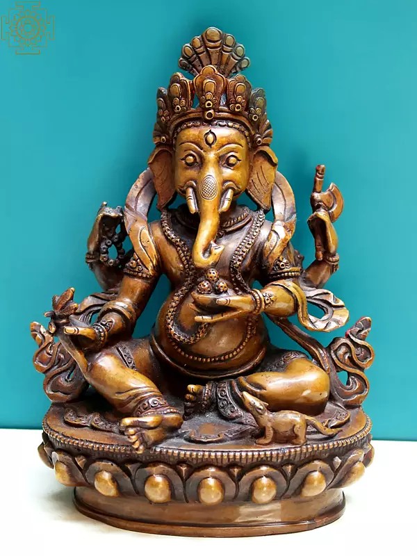 8" Ganesha Copper Figurine from Nepal