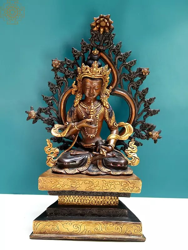 10" Vajrasattva Copper Statue from Nepal | Tibetan Buddhist Deity Idol