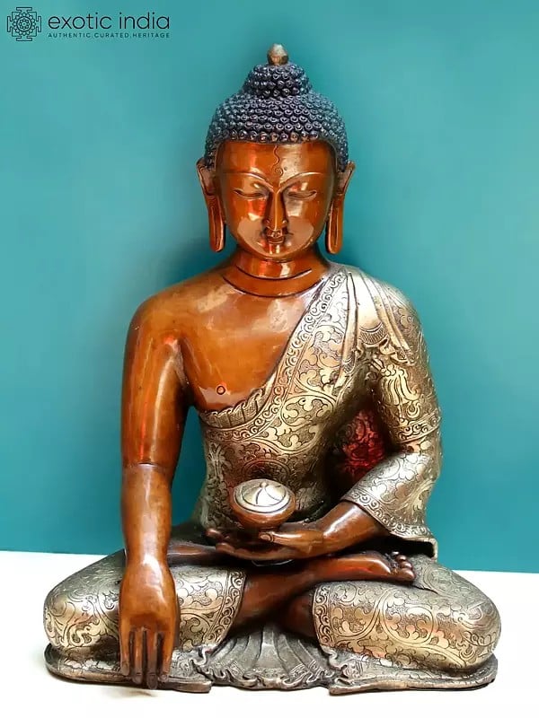 11" Bhumisparsha Buddha Idol | Copper Statue from Nepal