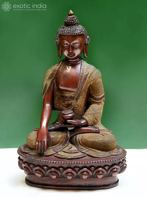 8" Bhumisparsha Buddha Idol | Copper Statue from Nepal