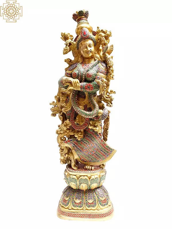 Sri Radha as the Queen of Vrindavan in Brass