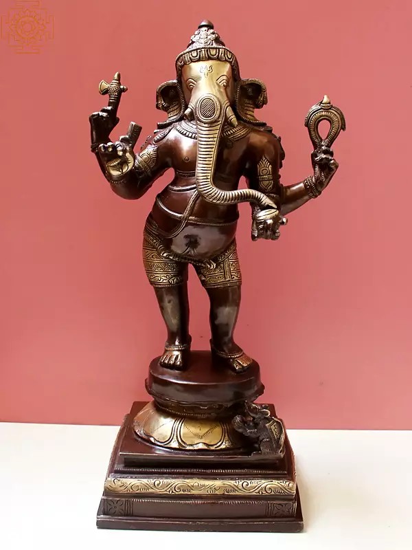 17" Brass Standing Lord Ganesha