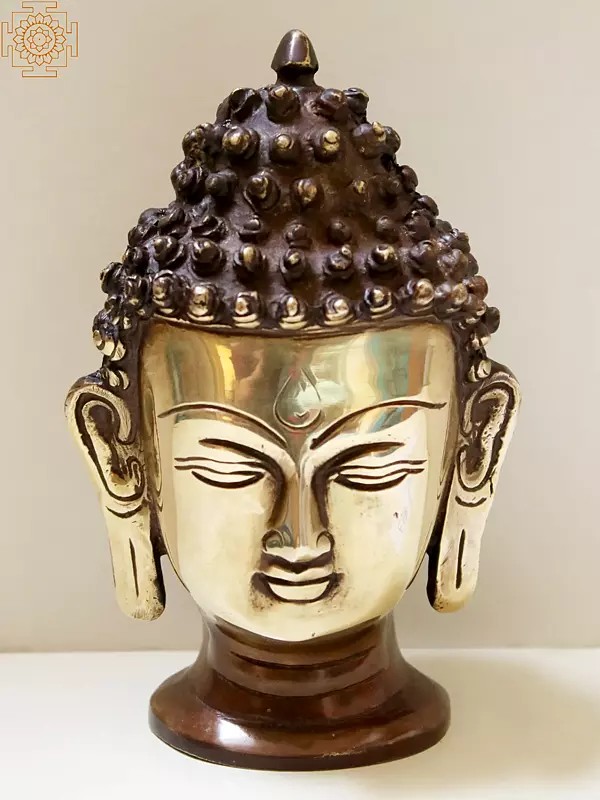 6" Brass Buddha Head