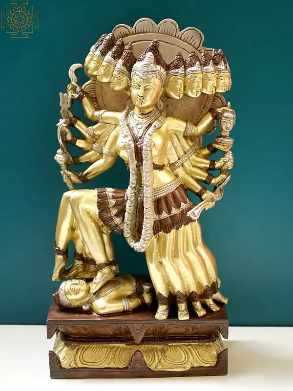 13" Standing Goddess Mahakali In Brass