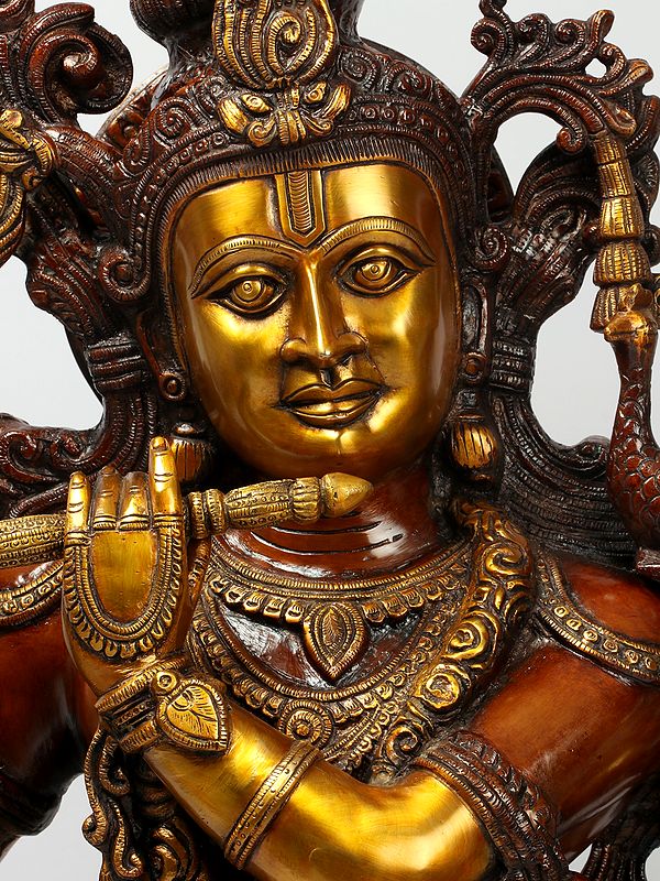 48'' Radha Krishna Divine Pair Brass Statue Exotic India Art