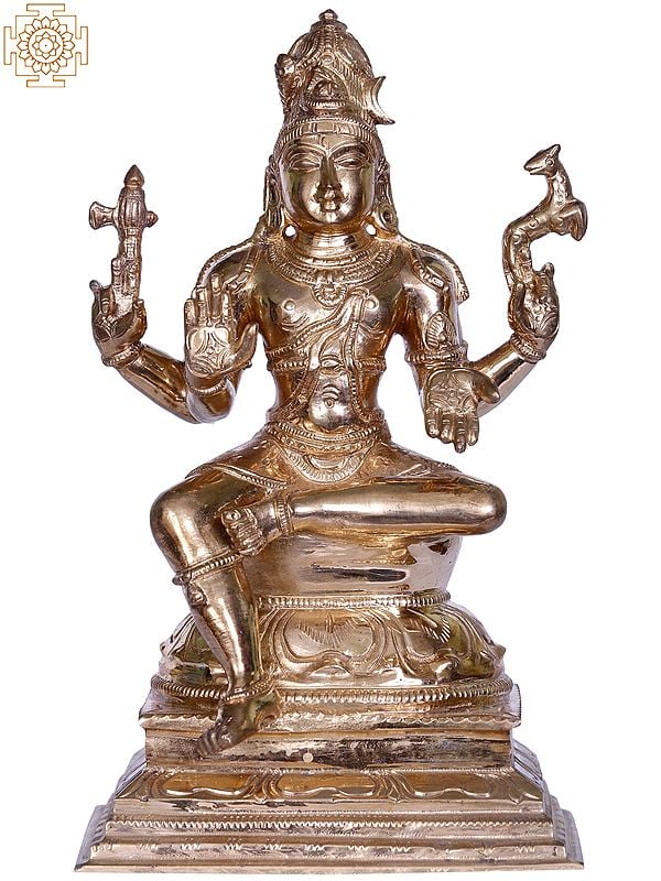 8" Bronze Sitting Lord Shiva as Pashupatinath