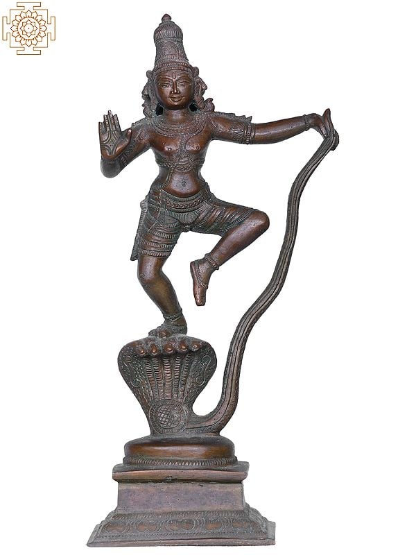 10'' Hindu Lord Kaliya Krishna Bronze Statue