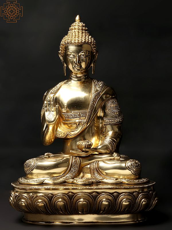 17'' Buddhist Deity Blessing Buddha | Brass Statue