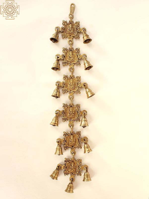 26" Brass Vighnaharta Ganesha Design Wall Hanging Bells