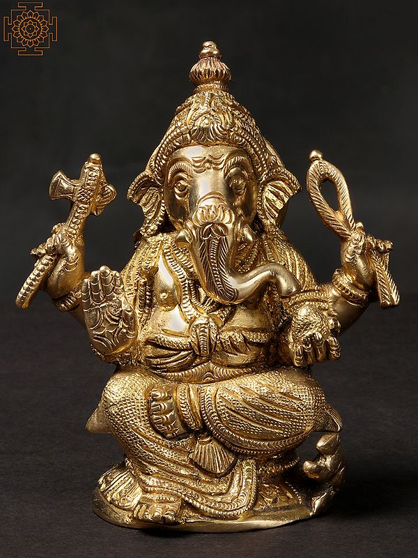 4'' Superfine Small Lord Ganesha | Brass Statue