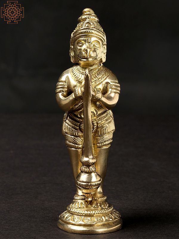 4'' Small Standing Anjaneyar | Brass Statue