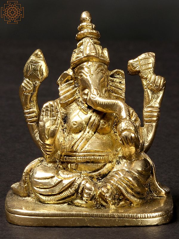 2'' Small Hindu God of Wisdom Ganesha Brass Statue