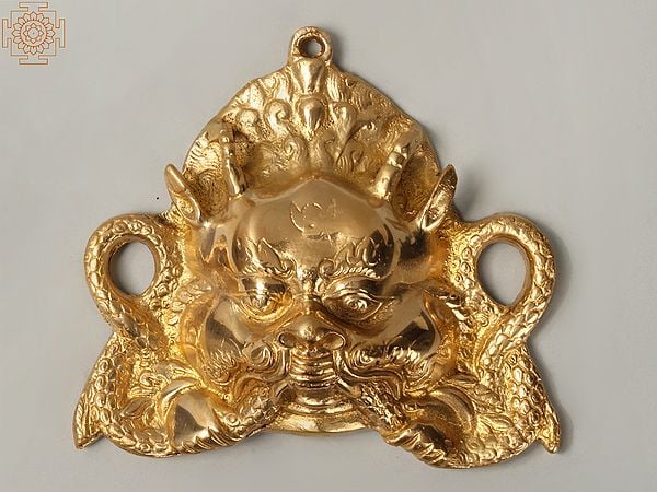6'' Kirtimukha Wall Hanging Mask in Brass