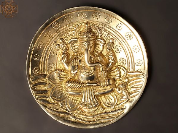 7'' Lord Ganesha Wall Plate | Brass