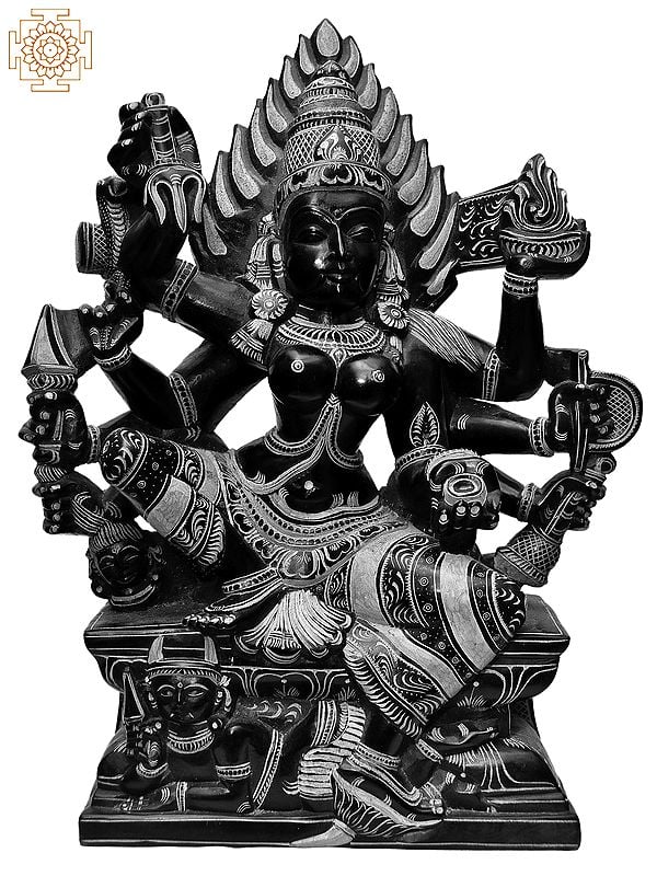 14'' Eight-Handed Kali : Form Of Durga | Stone Statue