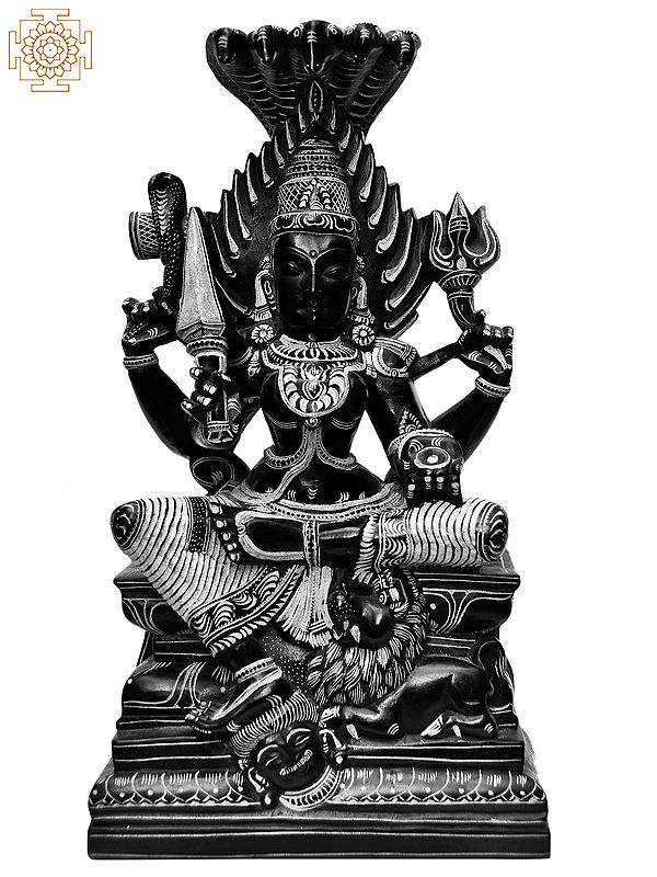 14'' Goddess Karumariamman With Foot On Evil | Stone Statue
