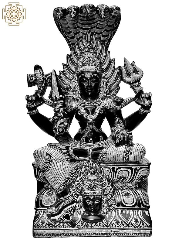 14'' Karumariamman With Face Engraved On Pedestal | Stone Statue
