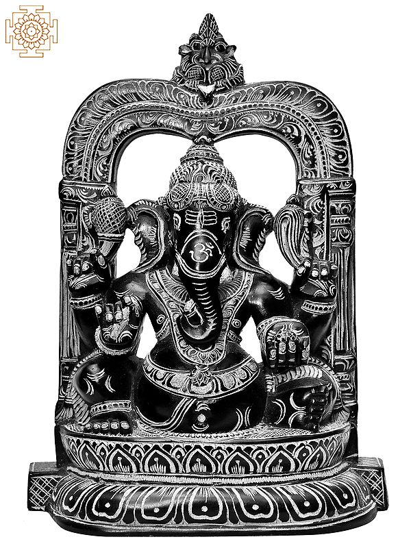 11'' Lord Ganesha With Arch | Stone Statue
