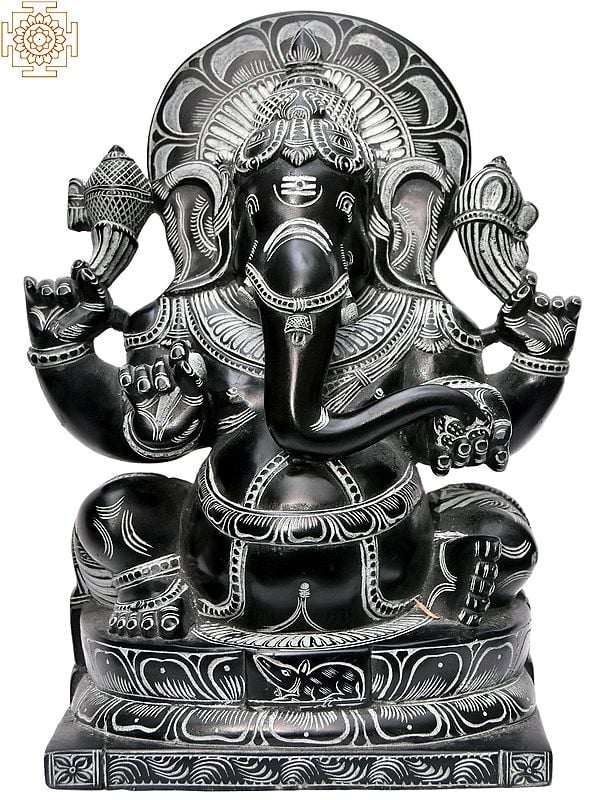 11'' God Of Wisdom Shri Ganesha (Vinayaka) | Stone Statue