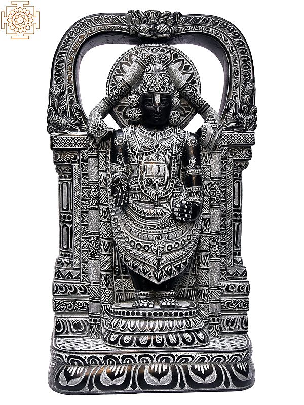 12'' Finely Carved Lord Balaji (Venkateswara) Carved | Stone Statue