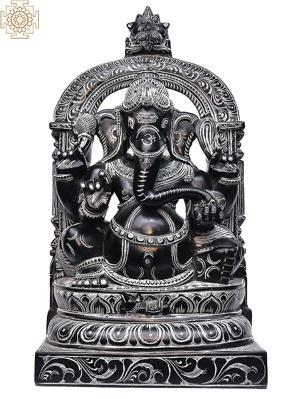 14" Chaturbhuja Lord Ganesha with Kirtimukha Arch