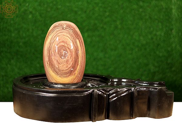 Turmeric Shade Linga | Narmada River Shiva Lingam Stone Statue