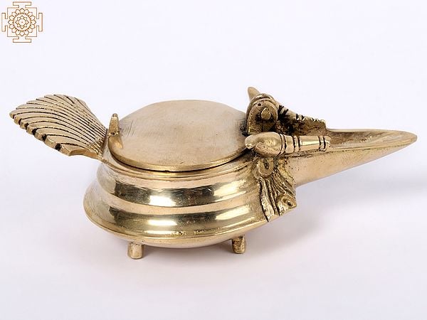5'' Traditional Design Oil Lamp With Lid | Brass